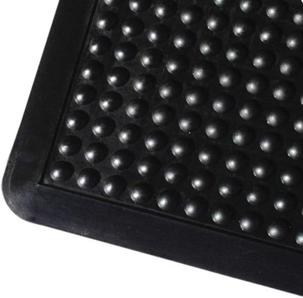 PRO-SAFE - 4' Long x 3' Wide, Dry Environment, Anti-Fatigue Matting - Black, Natural Rubber with Rubber Base, Rounded on 4 Sides - A1 Tooling