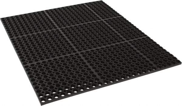 PRO-SAFE - 3' Long, Dry/Wet Environment, Anti-Fatigue Matting - Black, SBR Rubber with Rubber Base, Straight - A1 Tooling