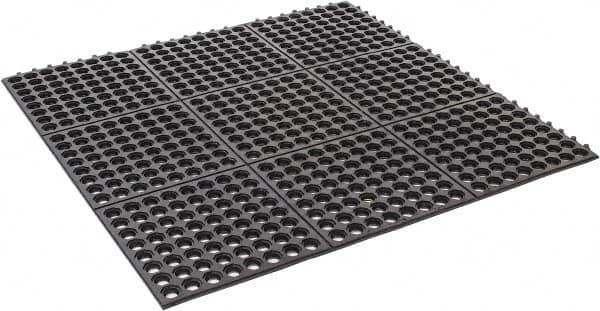 PRO-SAFE - 3' Long x 3' Wide x 5/8" Thick, Anti-Fatigue Modular Matting Tiles - 2 Interlocking Sides, Black, For Dry & Wet Areas, Series Pro-Safe - A1 Tooling