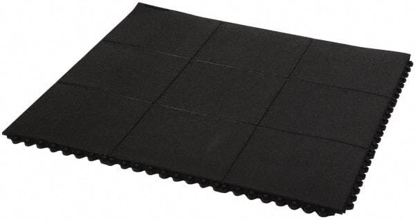 PRO-SAFE - 3' Long x 3' Wide x 5/8" Thick, Anti-Fatigue Modular Matting Tiles - 2 Interlocking Sides, Black, For Dry & Wet Areas, Series Pro-Safe - A1 Tooling