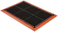 PRO-SAFE - Dry/Wet Environment, Anti-Fatigue Matting - Black with Orange Borders, Natural Rubber with Rubber Base, Beveled on 4 Sides - A1 Tooling