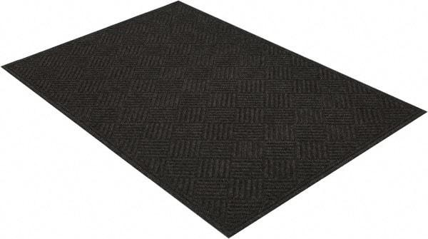 PRO-SAFE - 6 Ft. Long x 4 Ft. Wide, Poly Blended Carpet Surface, Raised Diamond Pattern Entrance Matting - 1/4 Inch Thick, Indoor, Heavy Traffic, Recycled Rubber, Black - A1 Tooling