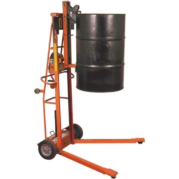 Wesco Industrial Products - 750 Lb Load Capacity, 30, 55 & 85 Gal Drum Lifter - 30" Wide x 70-3/4" High, 2 Steel Wheels - A1 Tooling