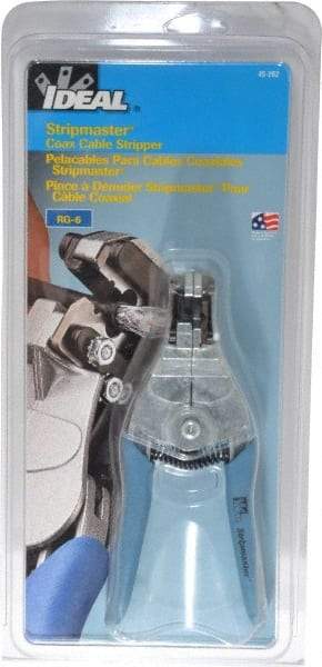 Ideal - RG-6 Max Capacity Automatic Wire Stripper - 7" OAL, Plastic Cushion Handle - A1 Tooling