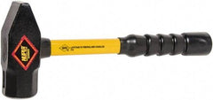 NUPLA - 4 Lb Head Forged Steel Cross Pein Hammer - 14" Fiberglass Handle, 1-3/4" Face Diam, 14" OAL - A1 Tooling