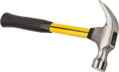 NUPLA - 1-1/4 Lb Head, Curved Framing Straight Claw Hammer - 14" OAL, Forged Steel Head, Smooth Face, Fiberglass Handle with Grip - A1 Tooling