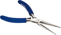 Aven - 5-3/4" OAL, 1-15/16" Jaw Length x 25/64" Jaw Width, Long Nose Needle Nose Pliers - Serrated Jaw, Standard Head, ESD Cushion Handles, with Spring - A1 Tooling