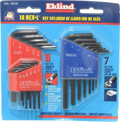 Eklind - 18 Piece L-Key Hex Key Set - Hex Range 0.05 to 1/4" - A1 Tooling