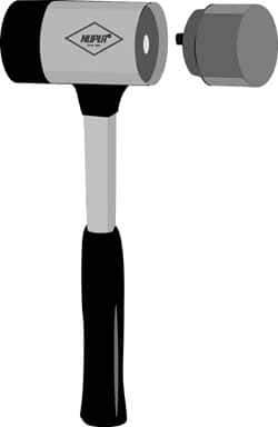 NUPLA - 3" Face Diam, Grade Extra Soft, Gray Soft Face Hammer Tip - Fiberglass - A1 Tooling