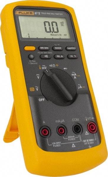 Fluke - 87-5, CAT IV, CAT III, 1,000 VAC/VDC, Digital True RMS Auto Ranging Manual Ranging Multimeter - 50 mOhm, Measures Voltage, Capacitance, Current, Frequency, Resistance, Temperature - A1 Tooling