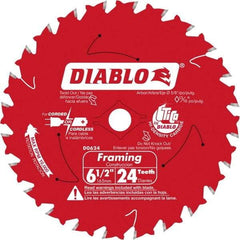 Freud - 6-1/2" Diam, 5/8" Arbor Hole Diam, 24 Tooth Wet & Dry Cut Saw Blade - Carbide-Tipped, Standard Round Arbor - A1 Tooling