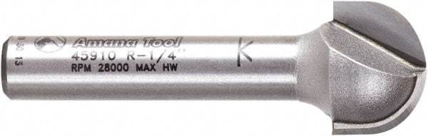 Amana Tool - 1/2" Cut Diam, 3/8" Length of Cut, 2 Flute Core Box Edge Profile Router Bit - Carbide-Tipped, 1/4" Shank Diam, 1-1/2" OAL, Uncoated - A1 Tooling