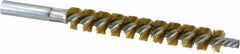 Schaefer Brush - 4" Brush Length, 9/16" Diam, Double Stem, Single Spiral Tube Brush - 6-1/4" Long, Brass, 12-24 Female Connection - A1 Tooling