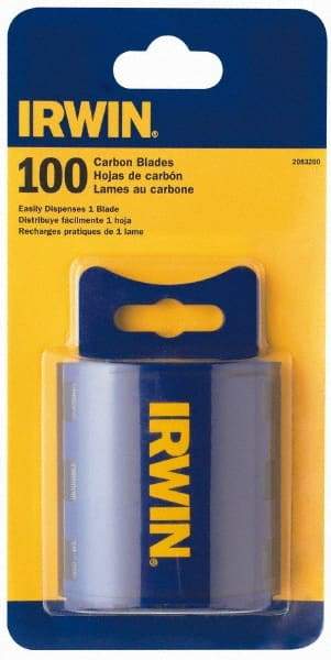 Irwin - 100 Piece Steel Utility Knife Blade - 2-3/8" OAL, 0.024" Blade Thickness - A1 Tooling