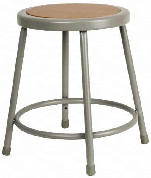 NPS - 18 Inch High, Stationary Fixed Height Stool - 14 Inch Deep x 14 Inch Wide, Hardboard Seat, Gray and Brown - A1 Tooling