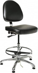 Bevco - ESD Swivel Stool with Back Rest - 20" Wide x 18" Deep, Vinyl Seat, Black - A1 Tooling