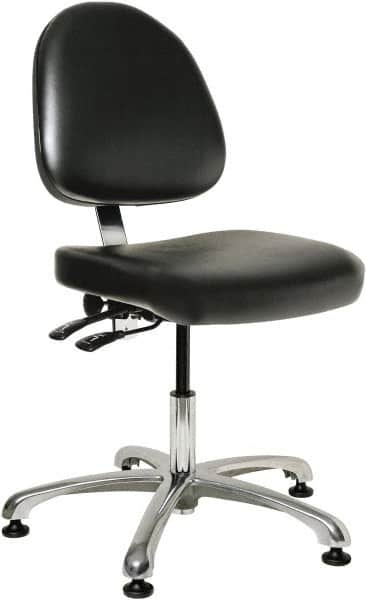 Bevco - Pneumatic Height Adjustable Chair - 20" Wide x 18" Deep, Vinyl Seat, Black - A1 Tooling