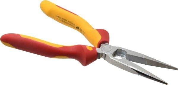 Wiha - 8" OAL, 2-3/4" Jaw Length x 3/4" Jaw Width, Long Nose Side Cutting Insulated Pliers - Extended Reach Pliers - A1 Tooling