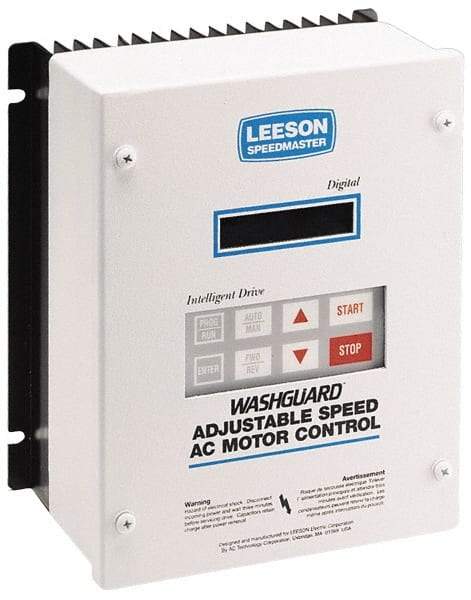 Leeson - Three Phase, 400-480 Volt, 25 hp, Frequency Drive, Inverter & Speed Control - 10.26" Wide x 8.35" Deep x 15-3/4" High, NEMA 4/12 - A1 Tooling