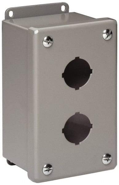 Cooper B-Line - 3 Hole, 1.203 Inch Hole Diameter, Stainless Steel Pushbutton Switch Enclosure - 8 Inch High x 3-1/4 Inch Wide x 2-3/4 Inch Deep, 12, 13 NEMA Rated - A1 Tooling