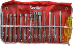 Xcelite - 14 Piece, 3/16 to 1/2" Nut Driver & Screwdriver Set - Hollow Shaft, Plastic Handle - A1 Tooling