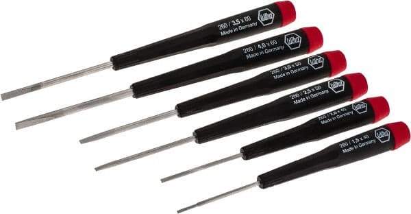 Wiha - 6 Piece Slotted Screwdriver Set - Round Shank, Ergonomic Handle - A1 Tooling