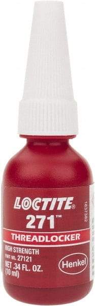 Loctite - 10 mL Bottle, Red, High Strength Liquid Threadlocker - Series 271, 24 hr Full Cure Time, Hand Tool, Heat Removal - A1 Tooling