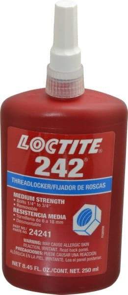 Loctite - 250 mL Bottle, Blue, Medium Strength Liquid Threadlocker - Series 242, 24 hr Full Cure Time, Hand Tool, Heat Removal - A1 Tooling