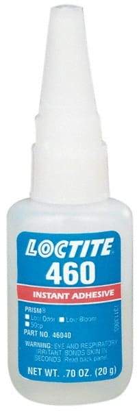 Loctite - 0.70 oz Bottle Tan Instant Adhesive - Series 460, 50 sec Fixture Time, 24 hr Full Cure Time, Bonds to Plastic & Rubber - A1 Tooling