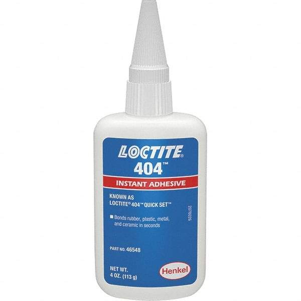 Loctite - 4 oz Bottle Clear Instant Adhesive - Series 404, 30 sec Fixture Time, 24 hr Full Cure Time, Bonds to Plastic & Rubber - A1 Tooling