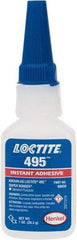 Loctite - 1 oz Bottle Clear Instant Adhesive - Series 495, 20 sec Fixture Time, 24 hr Full Cure Time, Bonds to Metal, Plastic & Rubber - A1 Tooling