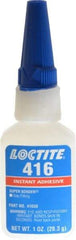 Loctite - 1 oz Bottle Clear Instant Adhesive - Series 416, 30 sec Fixture Time, 24 hr Full Cure Time, Bonds to Metal, Plastic & Rubber - A1 Tooling