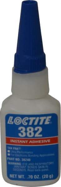 Loctite - 0.70 oz Bottle Clear Instant Adhesive - Series 382, 30 sec Fixture Time, 24 hr Full Cure Time, Bonds to Metal, Plastic & Rubber - A1 Tooling