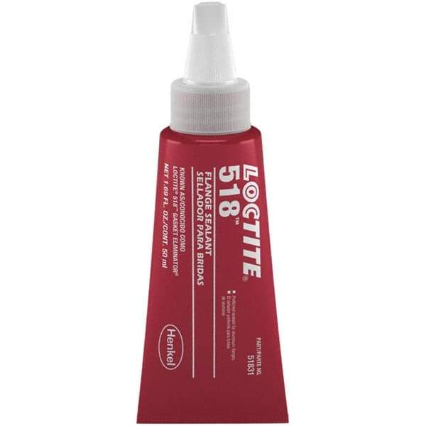 Loctite - 50 mL Tube Red Dimethacrylate Ester Joint Sealant - -65 to 300°F Operating Temp, 4 to 24 hr Full Cure Time, Series 518 - A1 Tooling