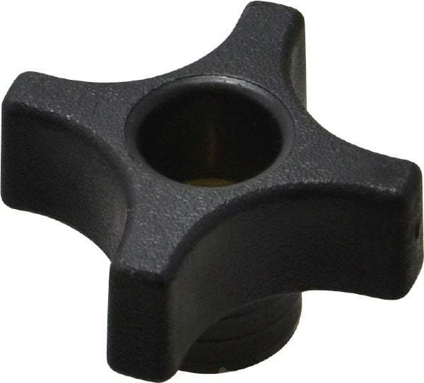 Gibraltar - 1-3/4" Head Diam, 4 Point Lobed Knob - 3/8-16 Hole, Thermoplastic, Black - A1 Tooling