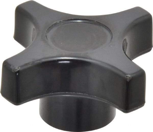 Gibraltar - 2" Head Diam, 4 Point Lobed Knob - 3/8-16 Hole, Phenolic, Black - A1 Tooling