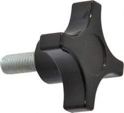 Gibraltar - 2" Head Diam, 4 Point Lobed Knob - 3/8-16 Stem, Phenolic, Black - A1 Tooling