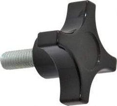 Gibraltar - 2" Head Diam, 4 Point Lobed Knob - 3/8-16 Stem, Phenolic, Black - A1 Tooling