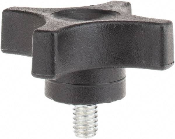 Gibraltar - 2-1/4" Head Diam, 4 Point Lobed Knob - 5/16-18 Stem, Thermoplastic, Black - A1 Tooling