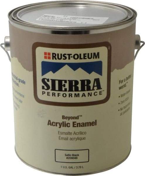 Rust-Oleum - 1 Gal Black Satin Finish Acrylic Enamel Paint - Interior/Exterior, <0 gL VOC Compliance - A1 Tooling