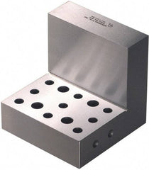 Suburban Tool - 4" Wide x 4" Deep x 4" High Steel Precision-Ground Angle Plate - Standard Plate, Machined Holes on Surface, Open End, 1-1/4" Thick, Pair of Plates - A1 Tooling