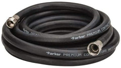 Parker - 25' Long Water Hose - 5/8" Diam, 3/4" GHT, Rubber, 125 psi, Black - A1 Tooling