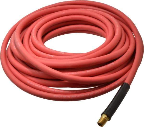 Parker - 1/4" ID x 1/2" OD 50' Long Multipurpose Air Hose - MNPT x MNPT Ends, 300 Working psi, -40 to 212°F, 1/4" Fitting, Red - A1 Tooling