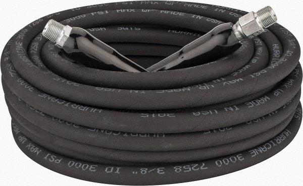 Parker - 50' Long, 3/8" Fitting, Male Rigid x Male Swivel Fitting, -40 to 250°F, Neoprene High Temp & High Pressure Hose - 3/8" Inside x 5/8" Outside Diam, Black, 3,000 psi - A1 Tooling