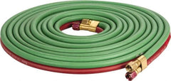 Parker - 1/4" Inside x 17/32" Outside Diam, Grade T Welding Hose - Green & Red, 25' Long, Twin Style, 200 psi Working Pressure - A1 Tooling