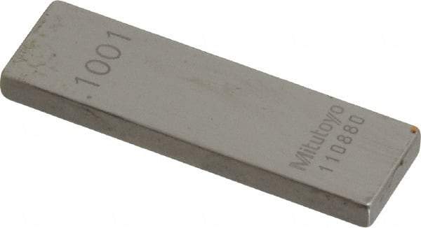 Mitutoyo - 0.1001" Rectangular Steel Gage Block - Accuracy Grade AS-1, Includes Certificate of Inspection - A1 Tooling