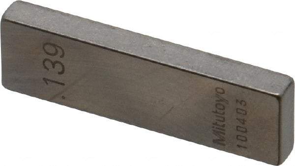 Mitutoyo - 0.139" Rectangular Steel Gage Block - Accuracy Grade AS-1, Includes Certificate of Inspection - A1 Tooling