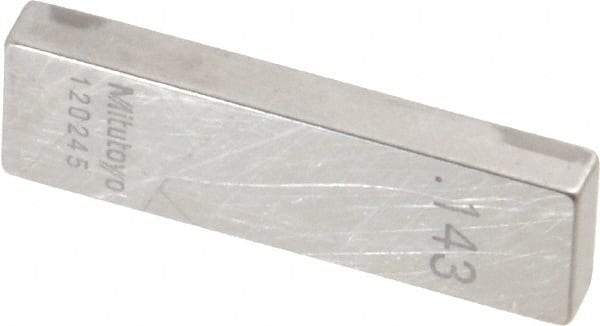 Mitutoyo - 0.143" Rectangular Steel Gage Block - Accuracy Grade AS-1, Includes Certificate of Inspection - A1 Tooling