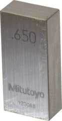 Mitutoyo - 0.65" Rectangular Steel Gage Block - Accuracy Grade AS-1, Includes Certificate of Inspection - A1 Tooling