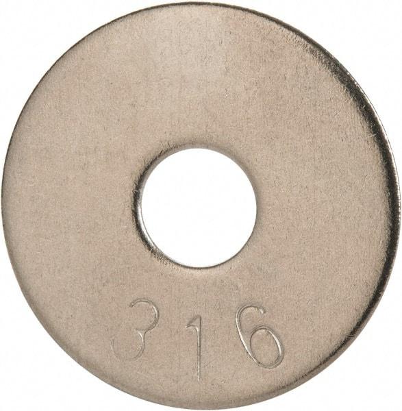 Value Collection - 1/4" Screw, Grade 316 Stainless Steel Fender Flat Washer - 1/4" ID x 1" OD, 0.06" Thick, Plain Finish - A1 Tooling